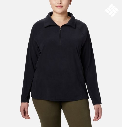 Women's Columbia Glacial IV 1/2 Zip Sweatshirts Black | Plus Size CA-JA61L